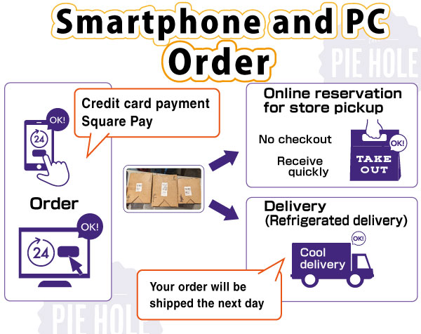 Online product order + store pickup service. you can receive your items smoothly without having to wait when you arrive at the store.Dessert pies and meal pies for Christmas parties are now available for takeout or online. Store pickup service for online orders. Delivery by courier when ordering online.